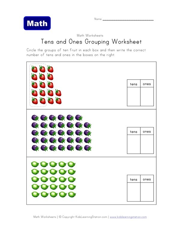 Tens And Ones Grouping Worksheet