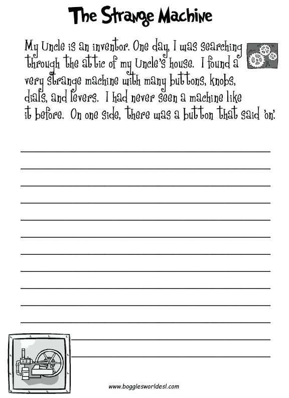 Writing Prompt Worksheets For Middle School The Strange Machine