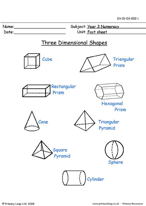 Three Dimensional Shapes (3