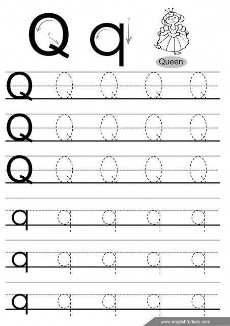 Letter Q Tracing Worksheet, Handwriting Practice Worksheets