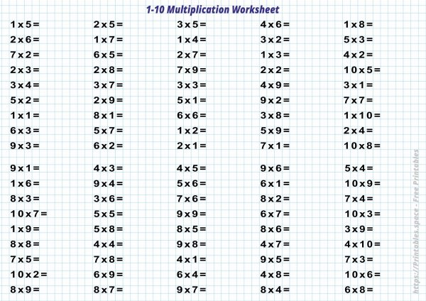 Multiplication Worksheets 1