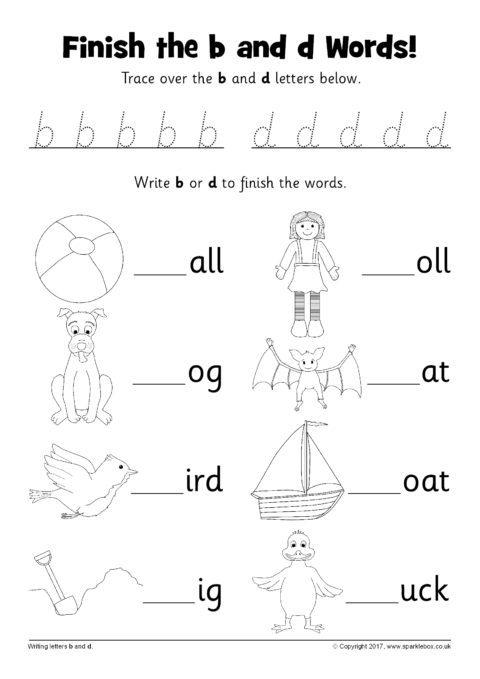 Finish The Words Worksheet â B And D (sb12229)