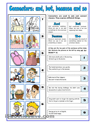 Connectors  And, But, Because, So Worksheet