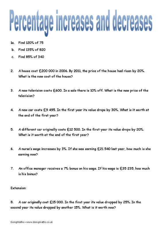 Fractions, Decimals And Percentages