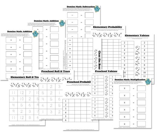 Free Math Worksheets  Dice & Domino Math Games