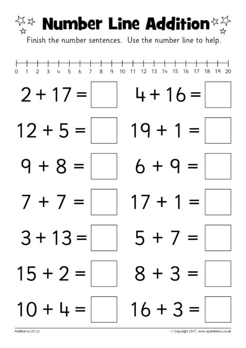 Number Line Addition Worksheets (sb12217)