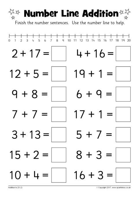 Number Line Addition Worksheets (sb12217)