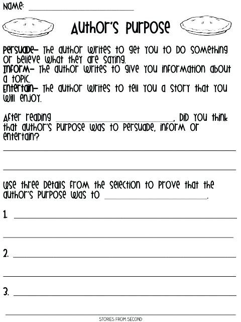3rd Grade Reading Worksheets Author's Purpose â Gsrp Me