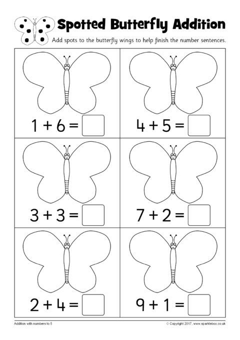 Butterfly Addition Worksheets (sb12245)