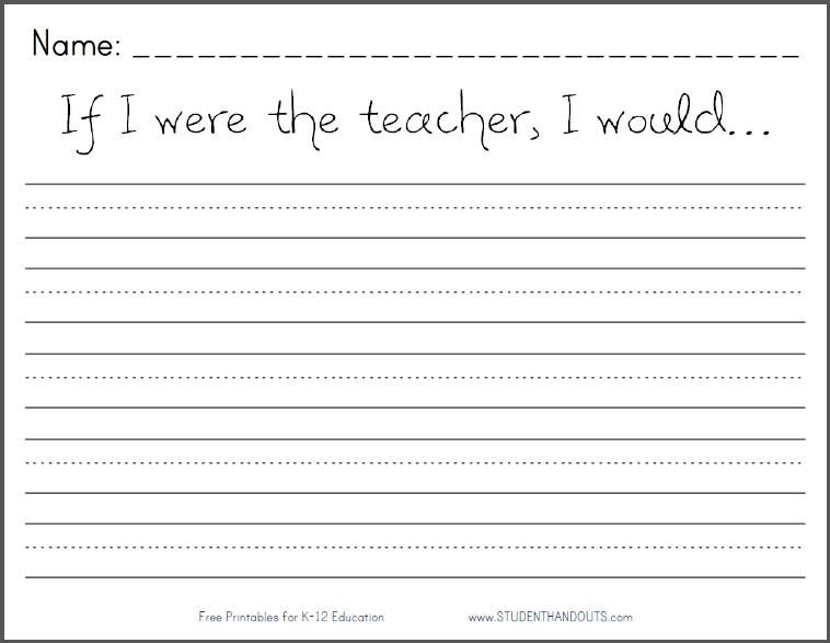 If I Were The Teacher, I Would Printable Writing Prompt