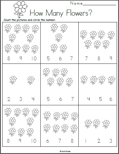 Count The Flowers Math Worksheet