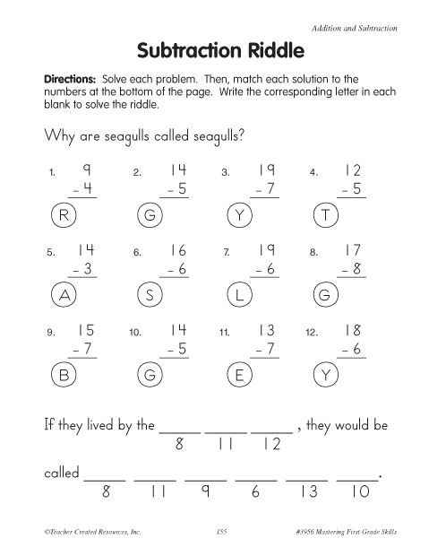 Education World  Subtraction Riddle