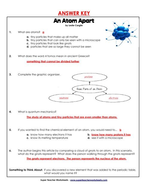 1  What Are Atoms  A Answ