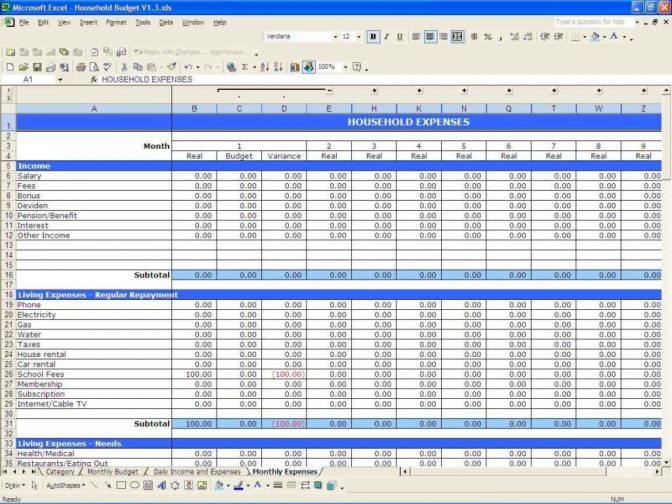 Budget Income And Expenses Eadsheet Expense Template For Small