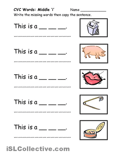 Cvc Work Sheet Worksheet