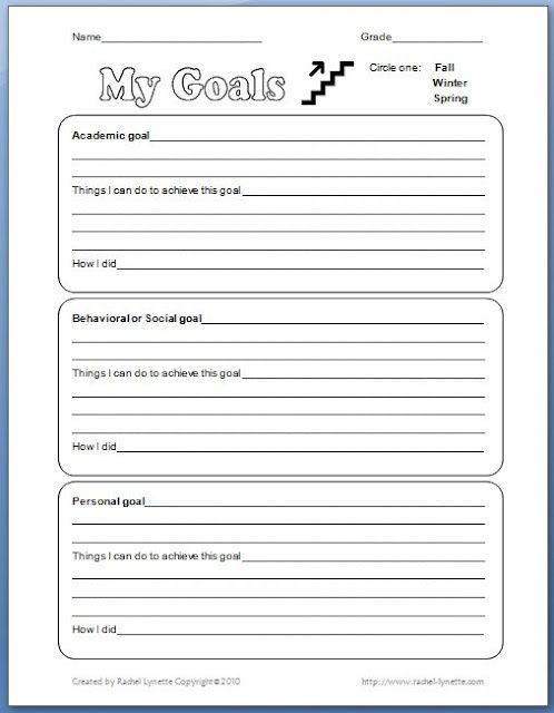 Classroom Goal Setting Worksheet