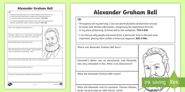 Alexander Graham Bell Fact File Research Worksheet   Worksheet