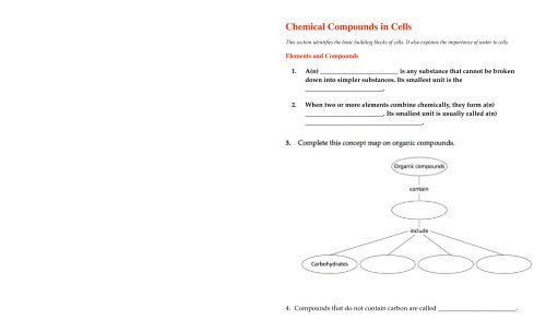 Chemical Compounds In Cells Worksheet