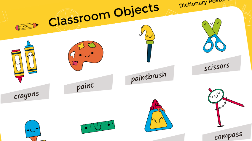 School & Classroom Objects (esl Worksheets & Flashcards)
