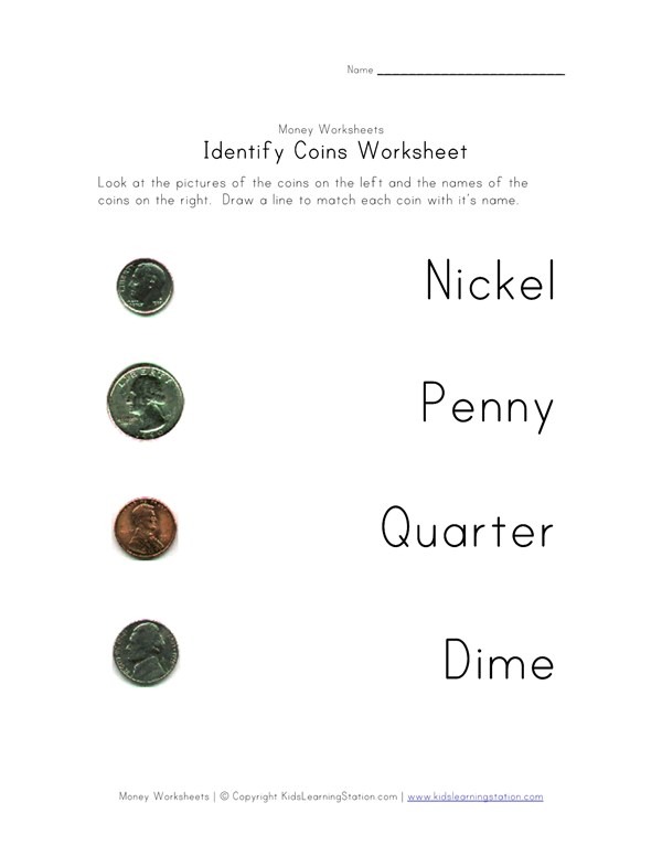 Coin Names Matching Worksheet