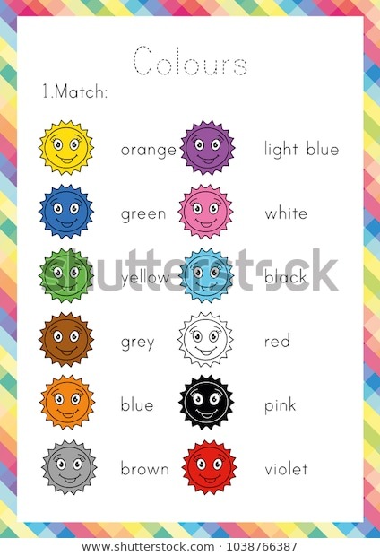 Colours Worksheet Learning English Young Learners Stock Vector