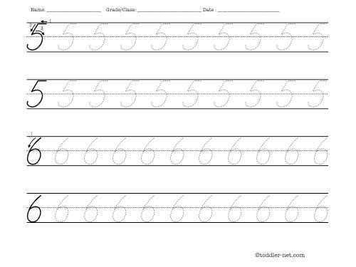 Tracing Worksheet  Cursive Numbers 5 And 6