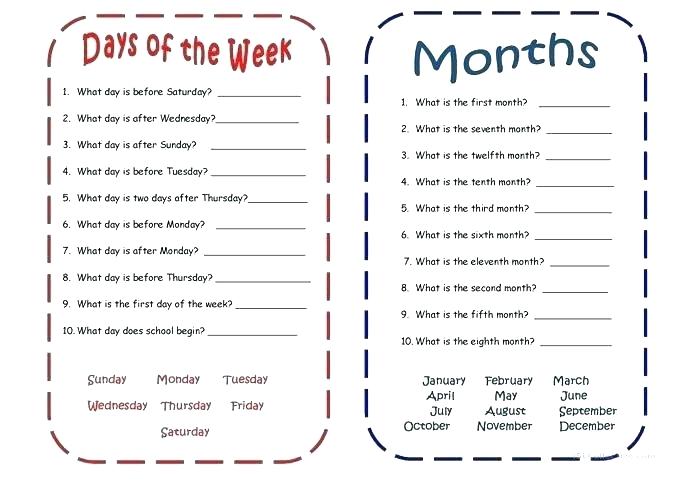 Days Of The Week Worksheets Days Of The Week Worksheets Days Of