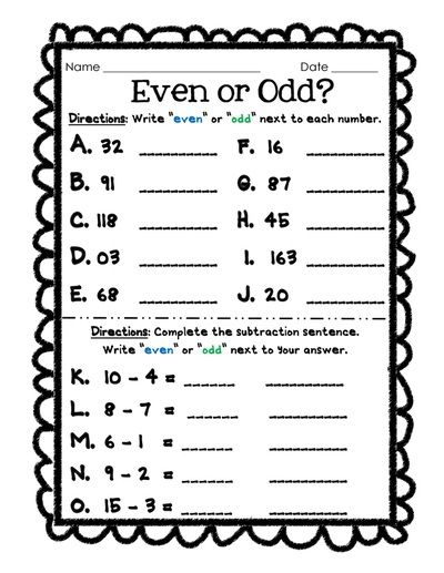 Even And Odd Number Worksheets, Assessment And Activities For Kids
