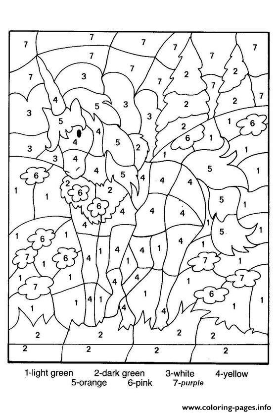 Print Color By Number For Adults Hard Coloring Pages
