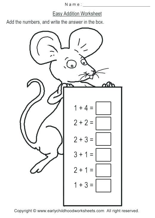 Free Simple Addition Worksheets For Kindergarten