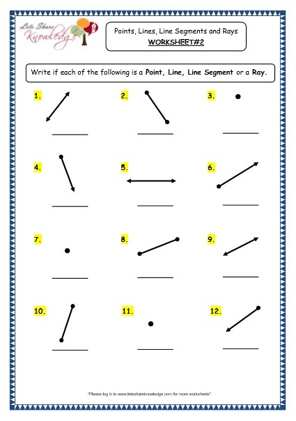 Grade 3 Maths Worksheets  (14 1 Geometry  Points, Lines, Line