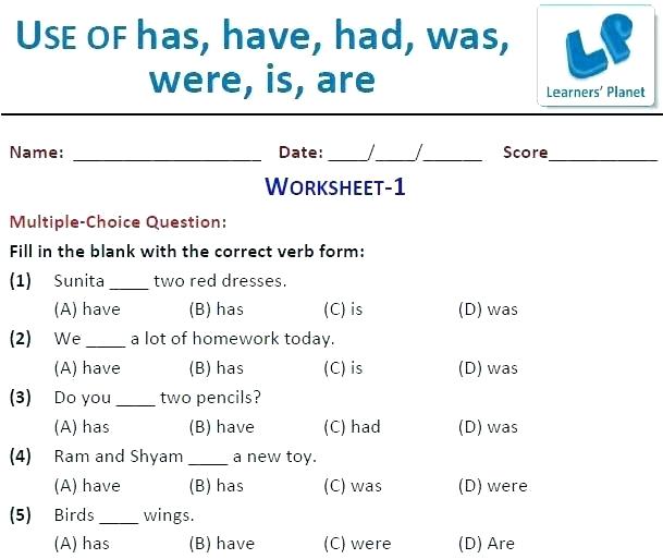 Has Have Worksheets Is Are Worksheet For First Grade Free