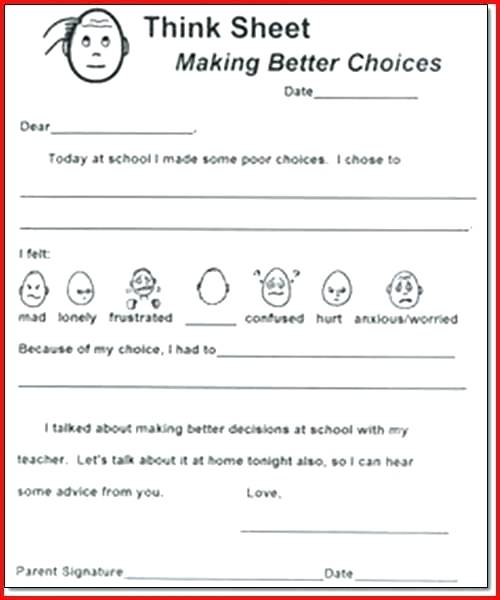 Impulse Control Worksheets For Kids Self Solutions Free Design