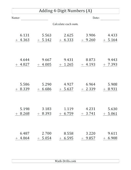 Multi Digit Subtraction Worksheets â Charleskalajian Com
