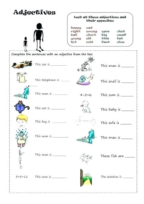 Opposites Worksheets For Grade 2 â Evolveprint Co