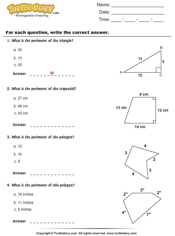 Perimeter Of Polygons Worksheet
