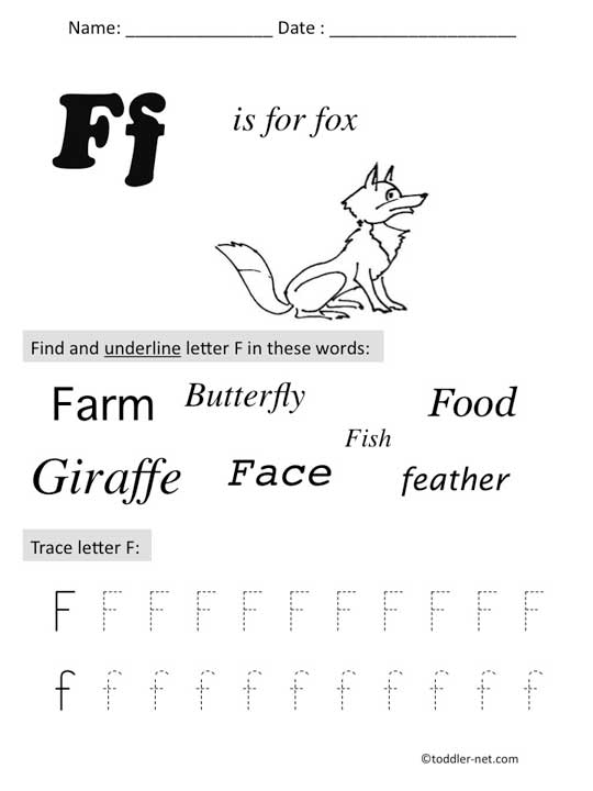 Free Printable Letter F Preschool Worksheet
