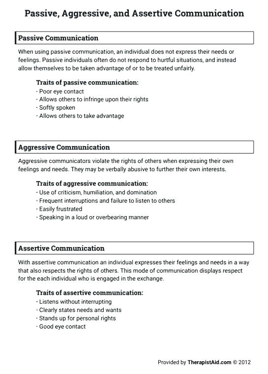 Communication Skills Worksheets For Adults