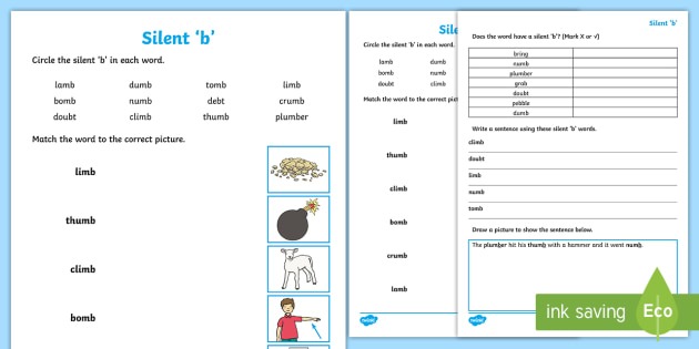 Silent 'b' Worksheet