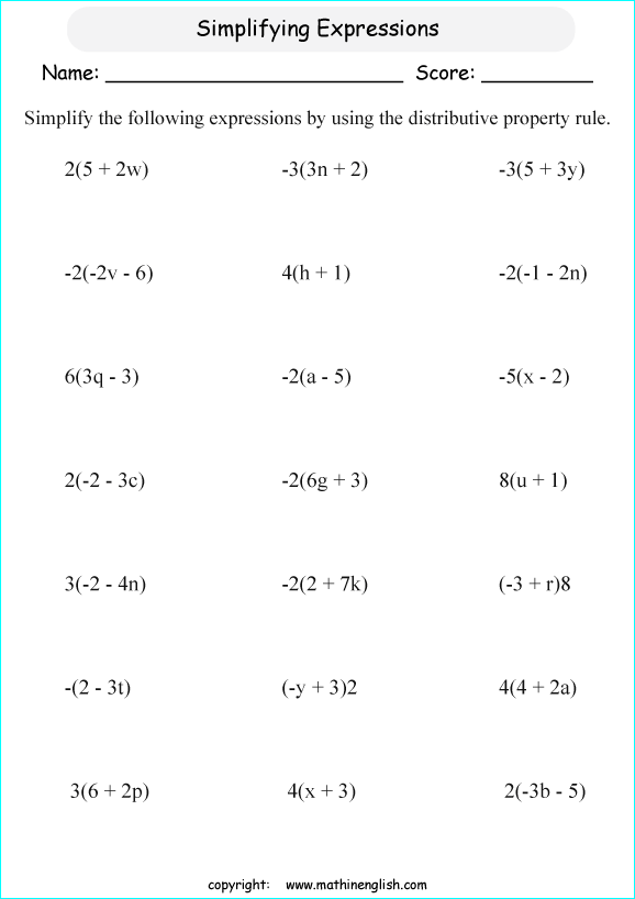 Simplify These Expressions Using The Distributive Property  Great
