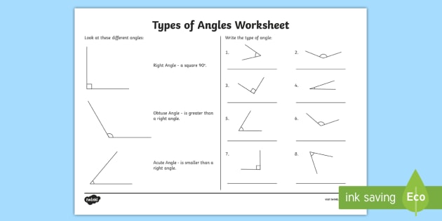 Acute And Obtuse Angles Worksheet