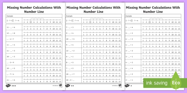 Missing Number Subtraction With A Number Line Worksheet