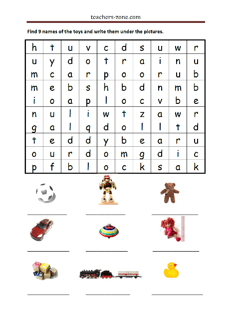 Free Toys Worksheets