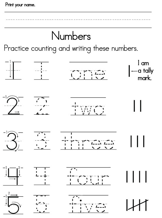 Worksheets About Numbers For Kindergarten