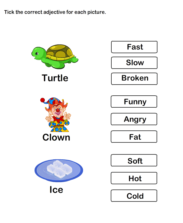 Worksheets On Describing Words For Kindergarten