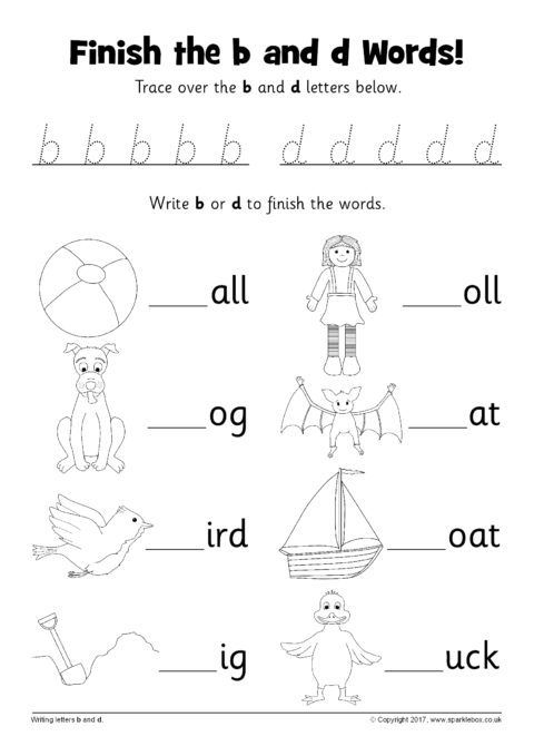 Finish The Words Worksheets â B And D (sb12229)