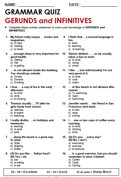 Gerunds And Infinitives