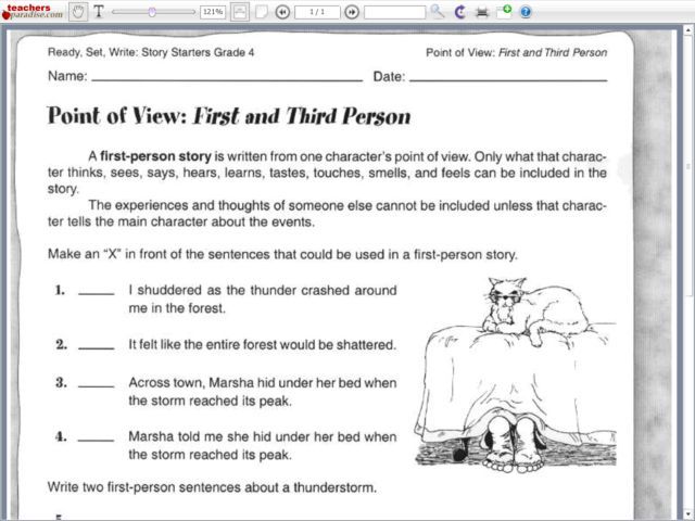 Point Of View  First And Third Person Worksheet