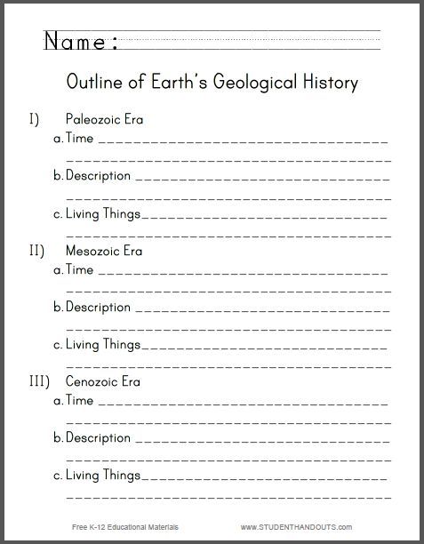 Blank Outline Of Earth's Geological History