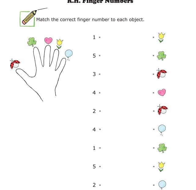 Match The Finger Number In One Column To The Matching Item In The